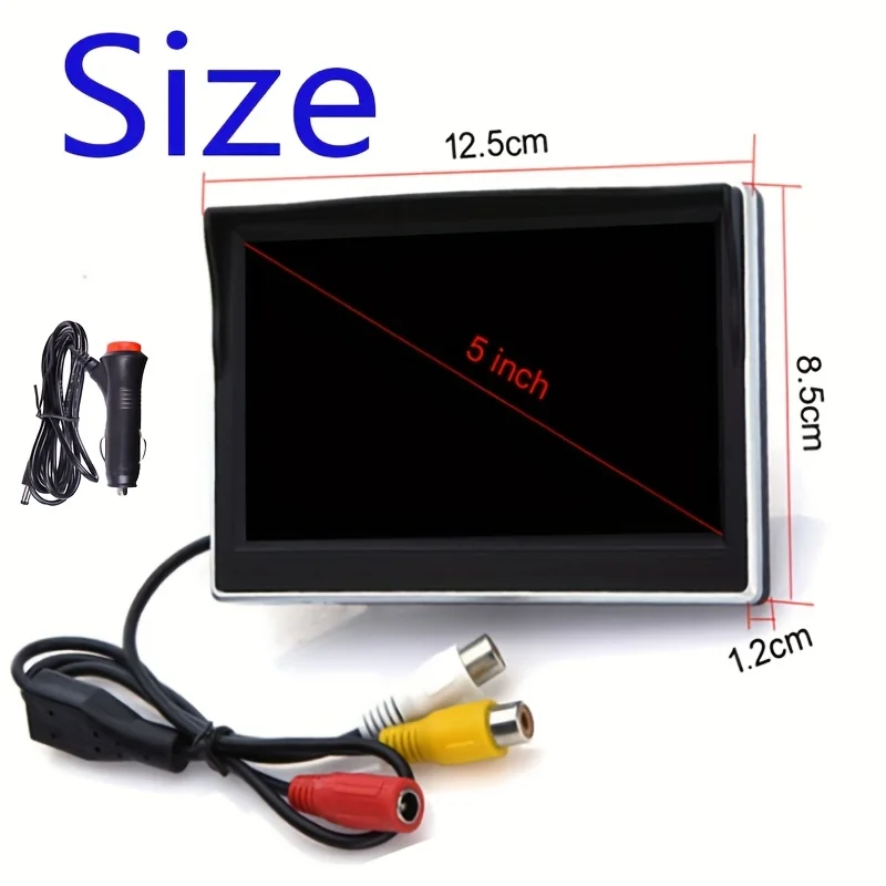 [5-Inch Car Monitor] 5-Inch HD Car Monitor | Integrated Display Screen with Backup Camera, Night Vision, Reversing Imaging, - 2