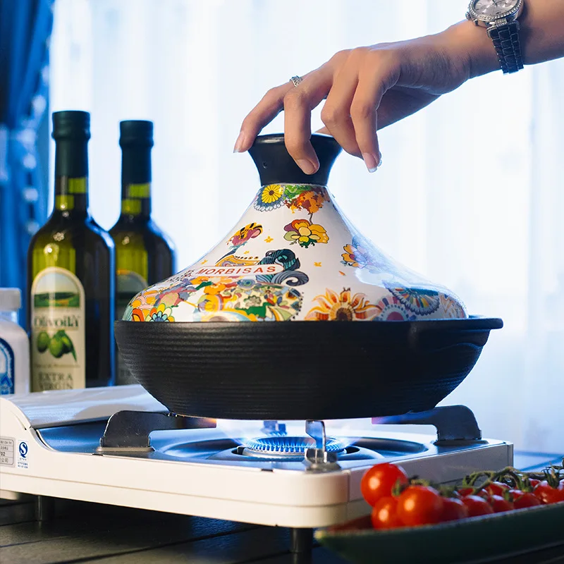 

Casserole Stewing Pot Taji Pot Non Stick Morocco Soup Cooking Household Gas High Temperature Resistant Induction Cooker Stewing