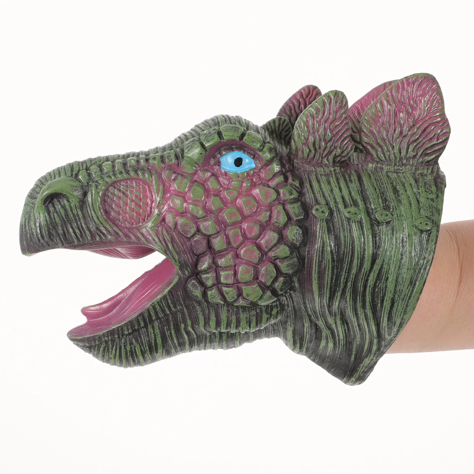 4개 세트 공룡 손인형, 페인팅된 머리와 움직이는 턱을 가진 인터랙티브 역할놀..