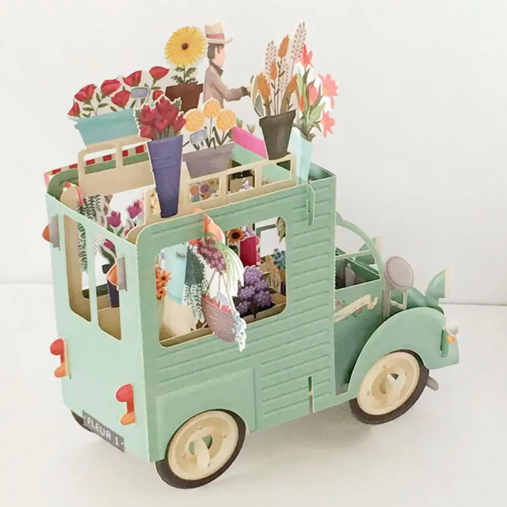 Attractive Pop-UP Card Easy to Install Art Paper Happy Birthday Card 3D Birthday Cake Pop-Up Greeting greeting cards