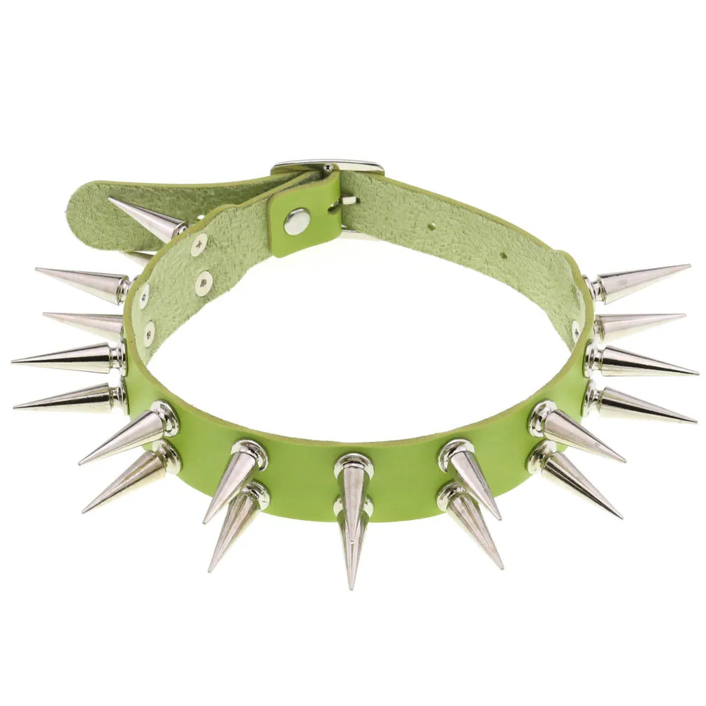 Lange Spike Choker Kragen Für Frauen Männer Schwarz Pu Leder Goth Emo Zubehör Punk Chocker Gothic Halskette Cosplay Schmuck – Detail 10