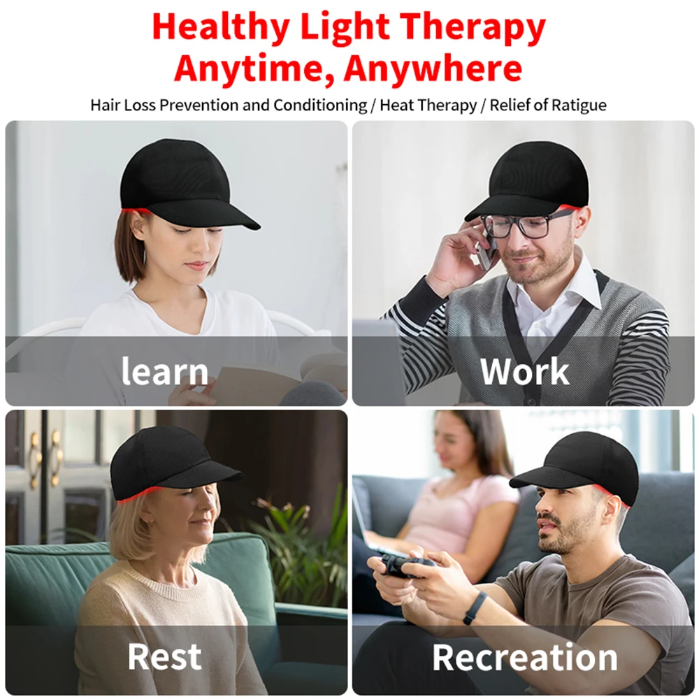 Red Light Therapy Hat with 180Lamp Beads Laser Hair Growth Cap Professional Cap for Greasy Scalp Hair Care Adjustable Rear Strap