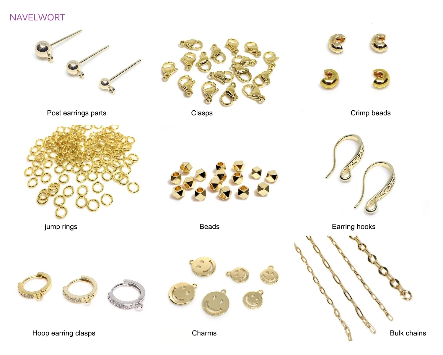 14K Gold Plated Cup Shape Earring Settings Ear Post Pin Findings Brass  Metal Post Earring Fittings