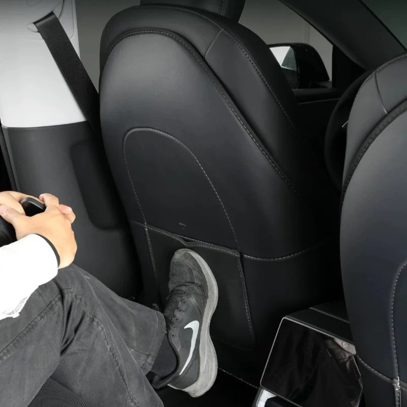 테슬라 모델 3 Y 차량용 시트 백 킥 프로텍터 가죽 시트 백 보호 매트 안티 킥 패드 수납 가방 포함 방수