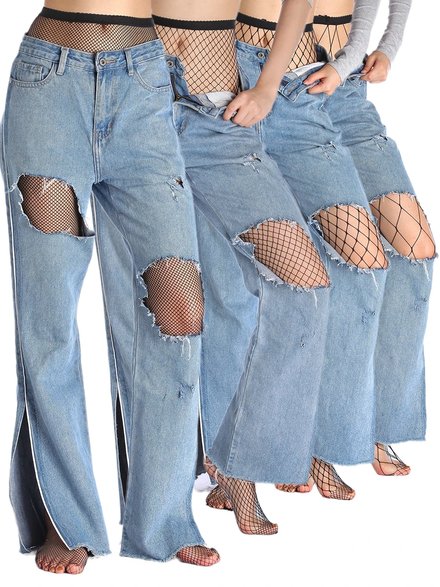 Sexy Netzstrumpfhose für Damen, Durchbrochene Fischnetz-Strümpfe, Club-Party-Strumpfwaren, Sexy Cosplay-Strumpfhose für Studentinnen und Mädchen