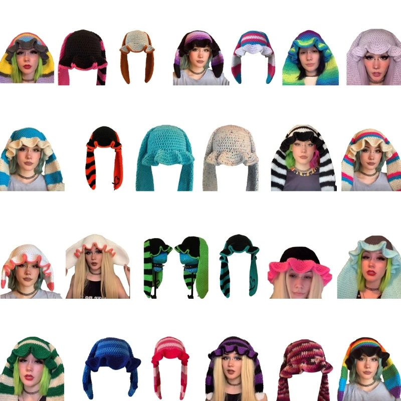 

Красочная шляпа с кроличьими ушками, большие головные уборы, подарки, теплая шляпа на Хэллоуин для взрослых и детей, реквизит на