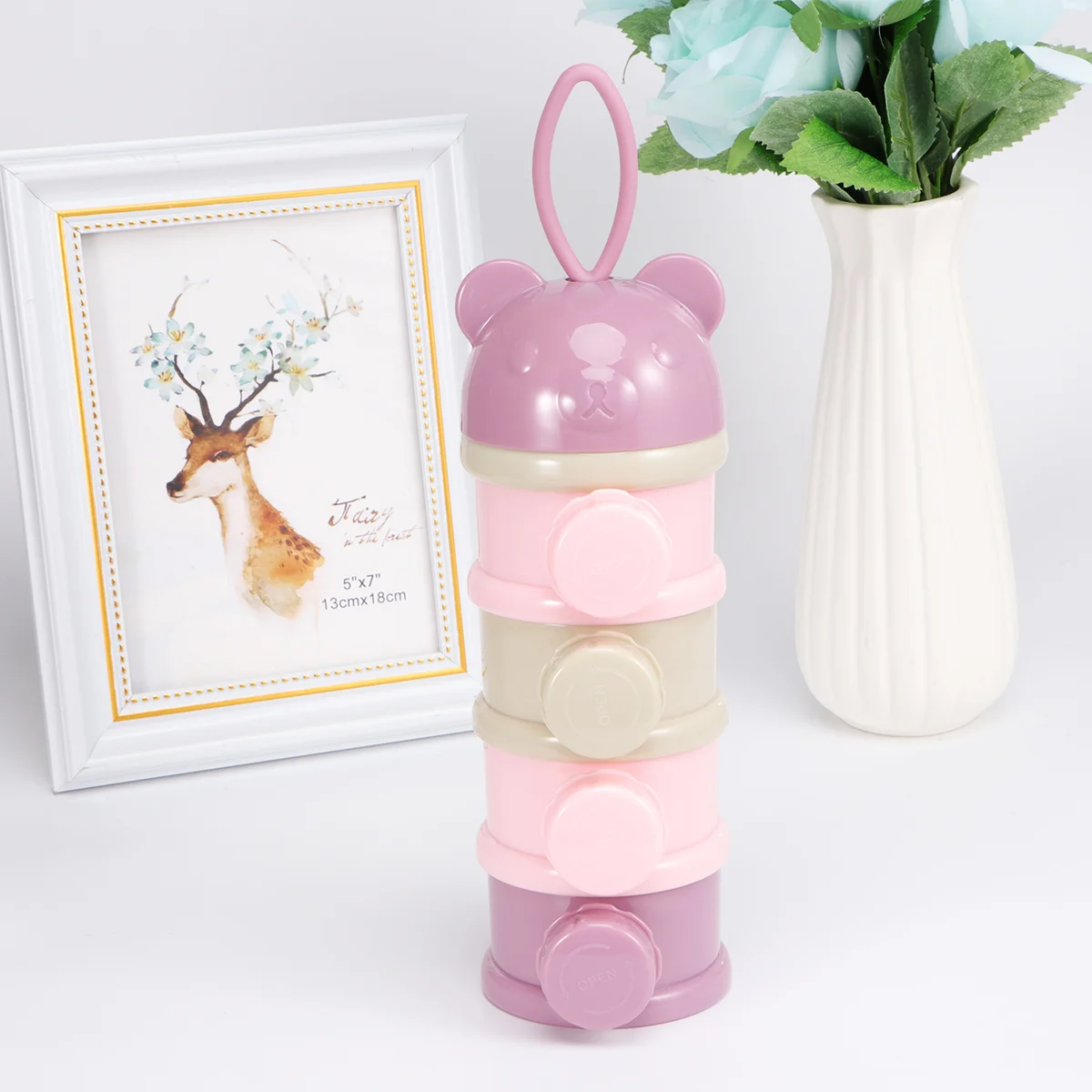 Four Layers Baby Milk Powder Box Stackable Storage Container Plastic Oats Cornflour Nuts Healthy Pp Material Portable Feeding