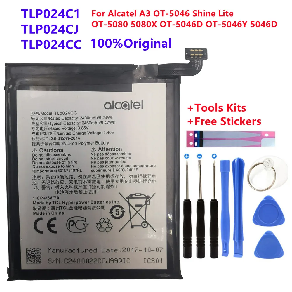 

2400mAh battery For Alcatel A3 OT-5046/Shine Lite OT-5080 5080X OT-5046D OT-5046Y 5046D 5046Y TLP024C1/TLP024CJ/TLP024CC battery