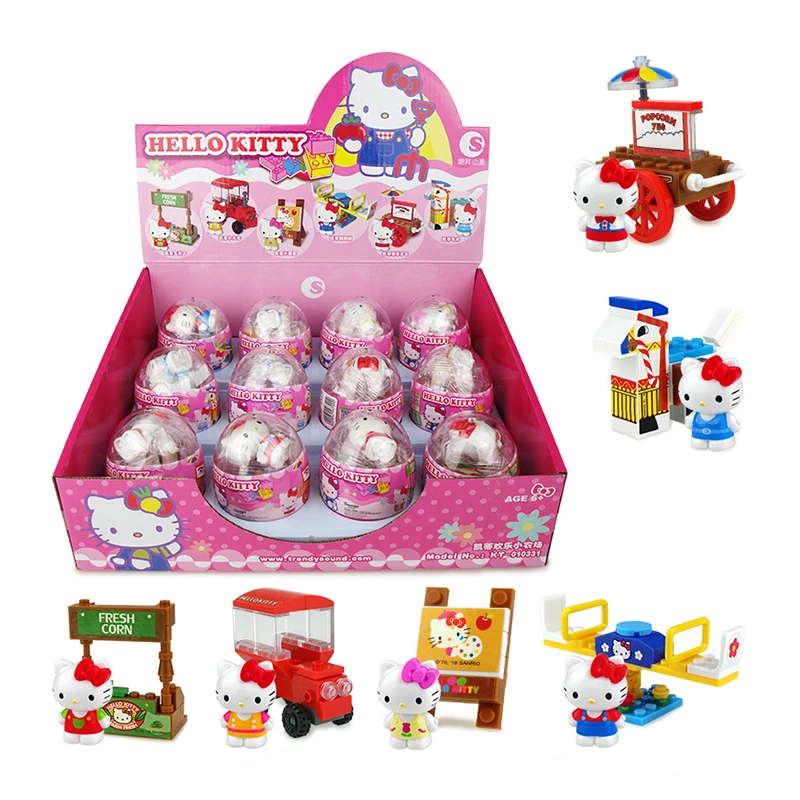 Hello Kitty Sanrio Gacha Building Block Set Anime Figure My Melody Kuromi Cinnamoroll Doll Capsule Toy Insert Children's Gifts