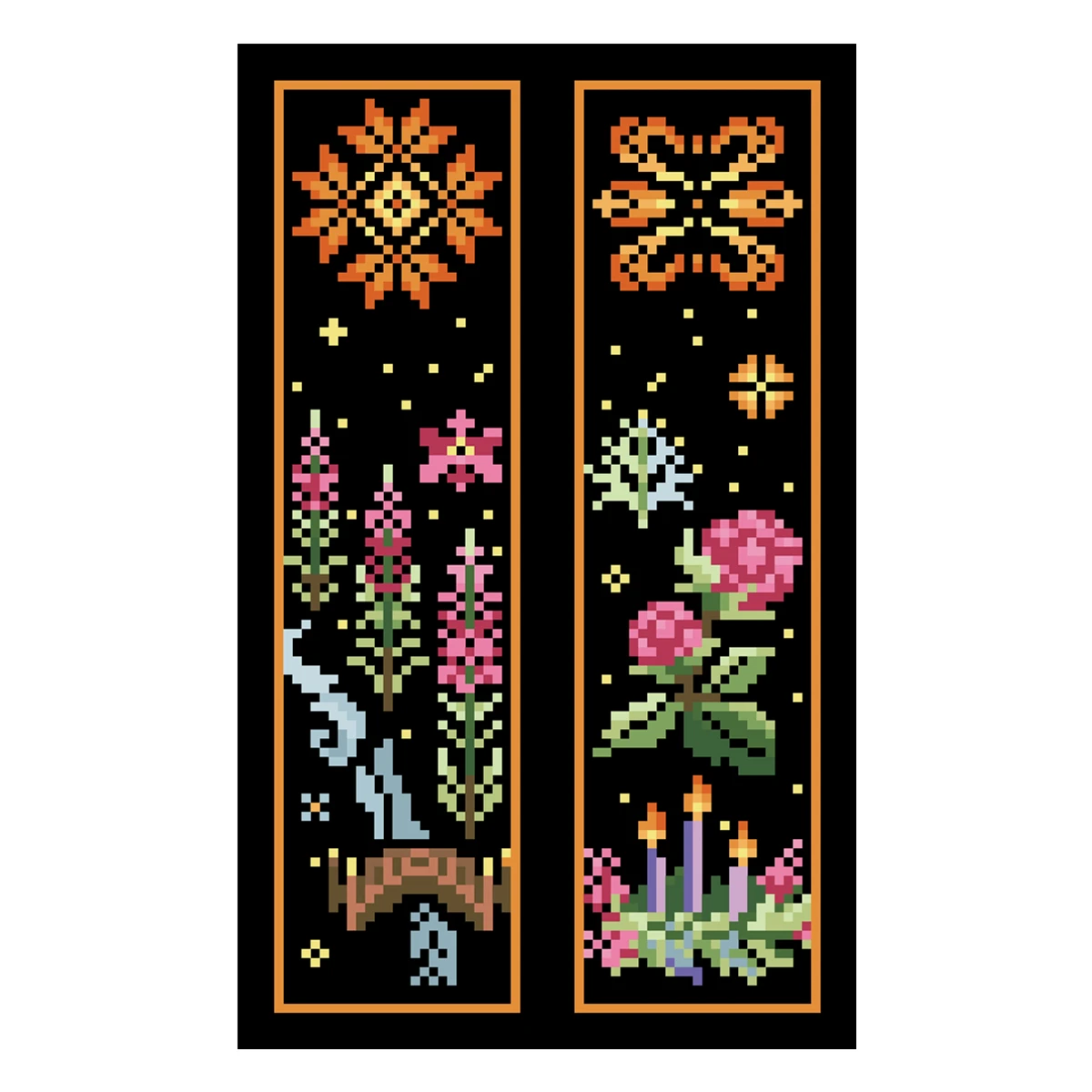 Cross Stitch Kit Mysterious forest patterns on both sides bookmarks cross stitch kit counted 14ct black canvas Fabric needlework embroidery