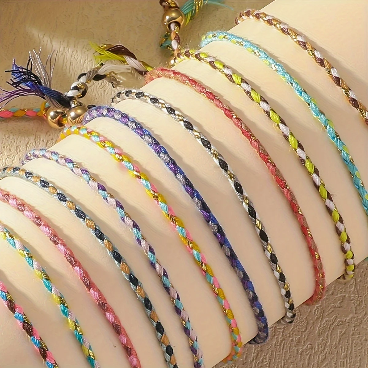 A Set of 12 Handmade Vintage Style Cotton Rope Bracelet Sets with Tassels, Suitable for Daily Wear and Women's Accessories