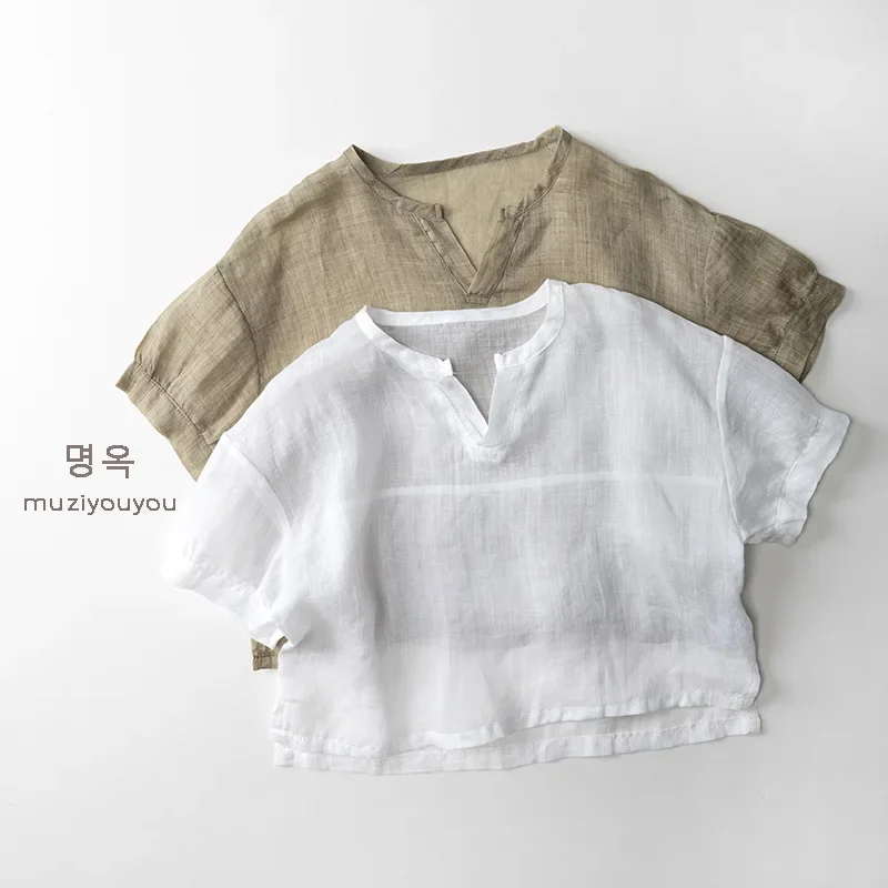 Children's Shirt 2025 Summer New Style Cool and Breathable Thin T-shirt Top for Boys and Girls Japanese and Korean Clothing