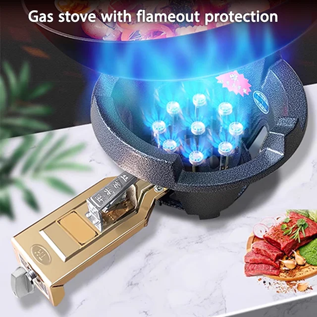 Commercial Fierce Fire เตาผัดเตาแก๊สเตาแก๊สเหลวประหยัดพลังงาน GasStove Single Head เตา Flameout ป้องกัน 1