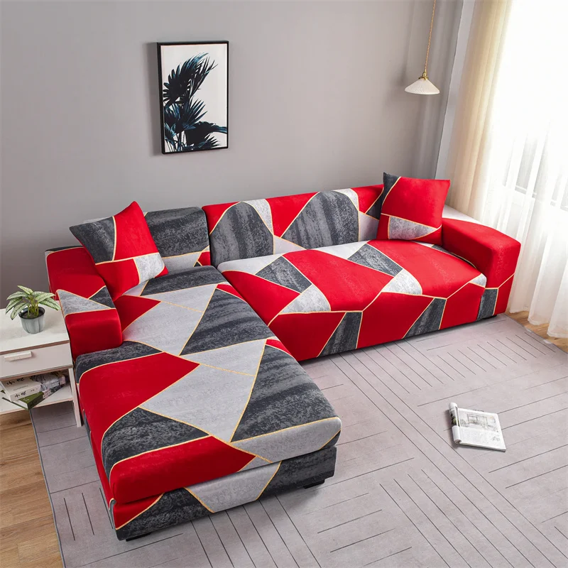 Funda de sofá elástica geométrica en forma de L, cubierta de sofá de esquina, sillón, 1/2/3/4 asientos para sala de estar, 1 unidad