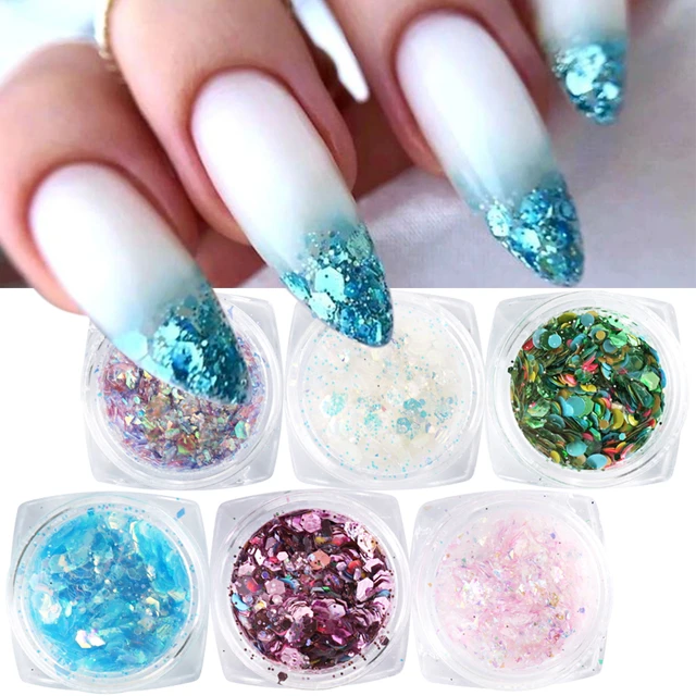 Holographic Nail Foil Flakes Shatter Glass Sequins Gold Silver Nail Glitter  Sparkle Spangles Irregular Paillettes Manicure NTBZ
