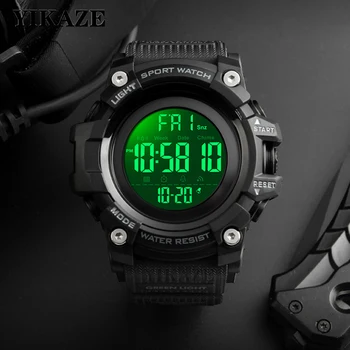 YIKAZE 50MM Big Dial Sports Watches Military Countdown Stopwatch Sport Watch LED Digital Men's Watch Waterproof Electronic Clock 1