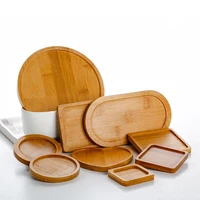 Wooden Tray Multi Bamboo Multi Shape Wooden Holder Pot Tray Coffee Coaster Home Garden Decor Photography Props 1