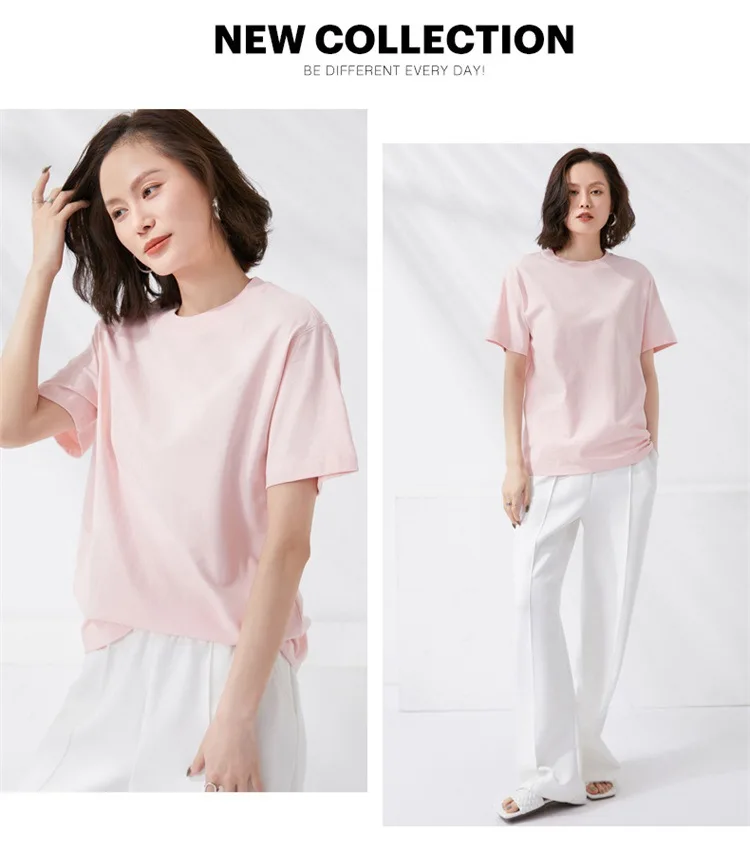 Women T-shirts 2024 Summer Tops Solid Short Sleeve Loose O-neck 100% Cotton Casual Ladies Shirts Harajuku Korean Woman Tshirts