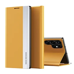 Luxurious Flip Stand Leather Phone Cover with Bracket - S26 Plus (Yellow)