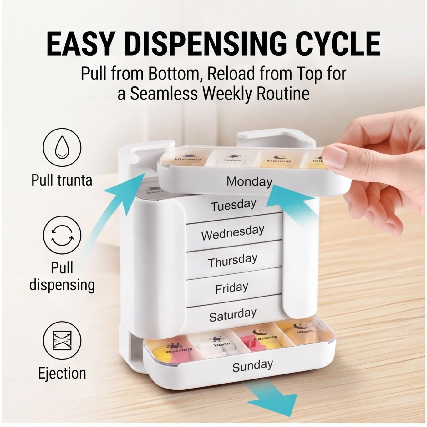 Portable 7-Day Pill Organizer with 28 Compartments