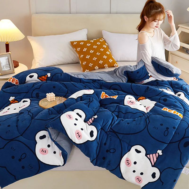 

Lamb velvet quilt winter thickened comforter milk velvet quilt core spring autumn blanket four seasons fashion cotton quilt