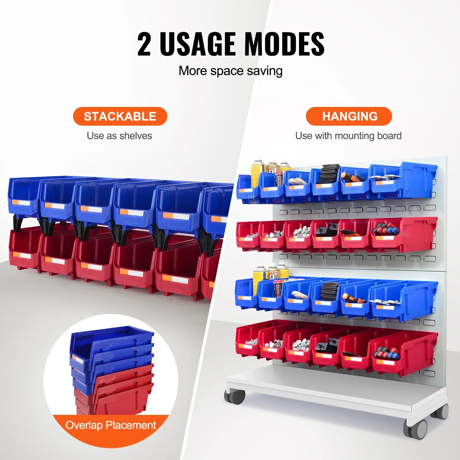 SucceBuy Parts Bin 12pcs 5x5x10in Blue/Red Stackable Plastic Garage Tool Storage Box Container Organizer Bin for Closet Garage