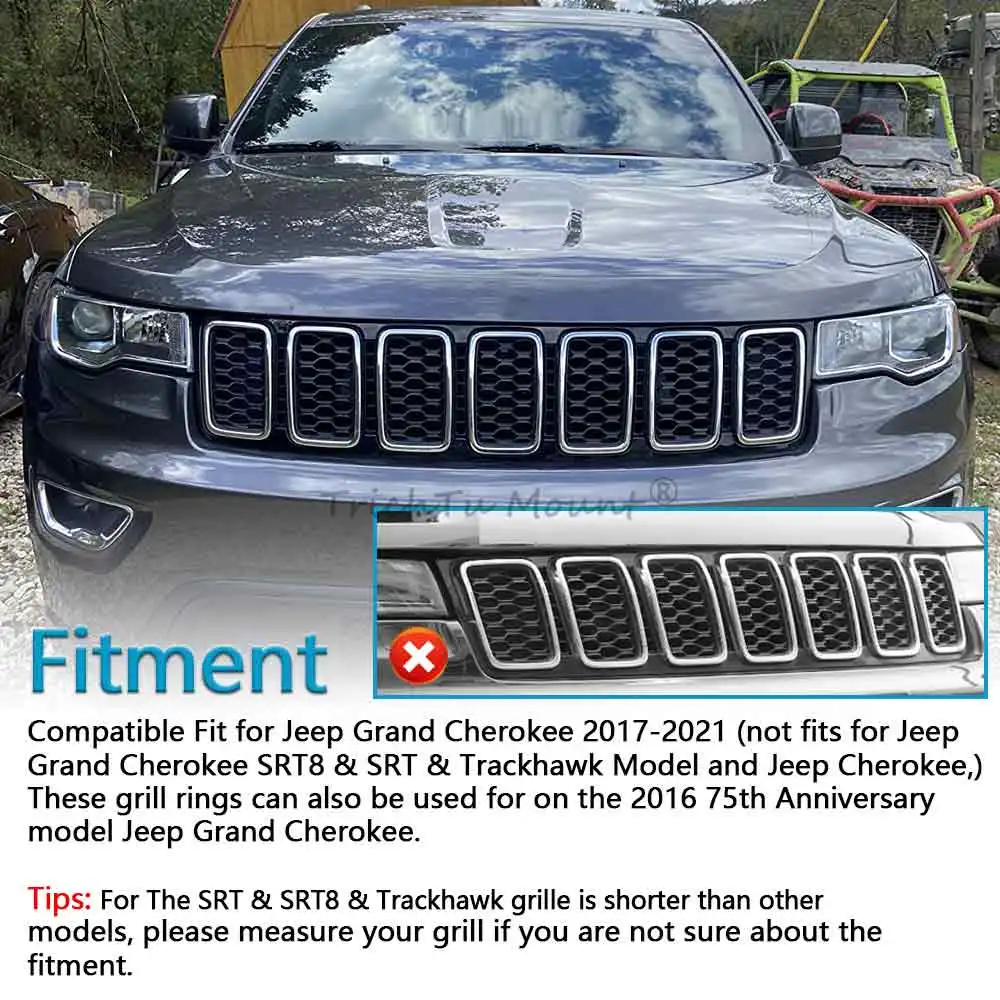 7pcs Black ABS Front Grill Guard Grille Insert Cover Trim for 2015 201