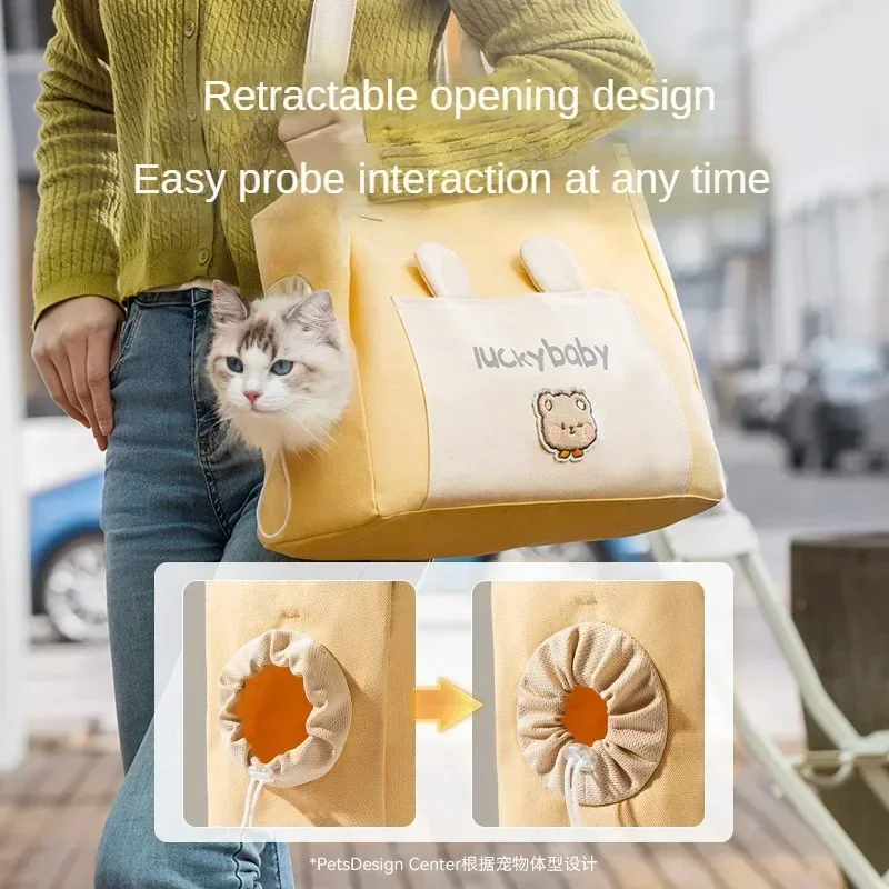 Canvas Pet Shoulder Bag Portable Travel Cats and Dogs Bag Breathable Outdoor Carrier for Small Pet Kitten and Puppy Supplies