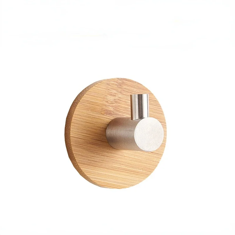 Hooks Wall-mounted Natural Bamboo Waterproof Hooks Towel Clothes Hats Holder Bathroom Wardrobe Kitchen Organization self adhesive hooks,multifunctional hooks,towel holder,self adhesive wall hooks,heavy duty hooks,bathroom organizer,home storage accessories