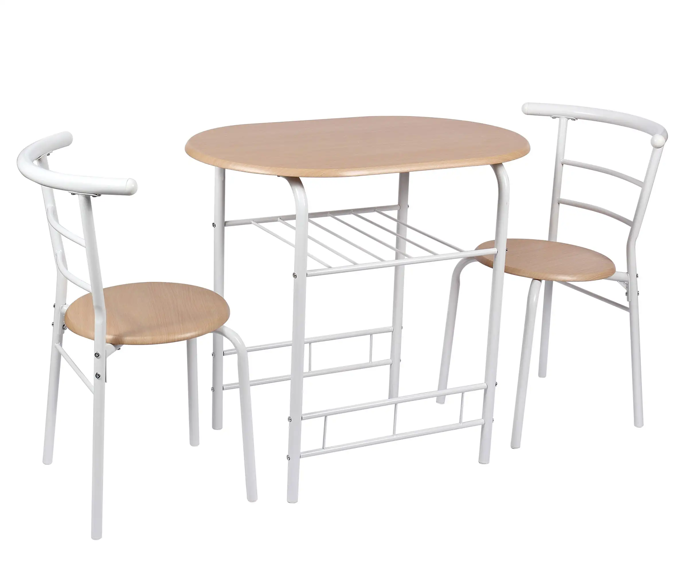 

Mainstays 3-Piece Metal Wood Dining Set, White and Beech Color for Kitchen and Dining