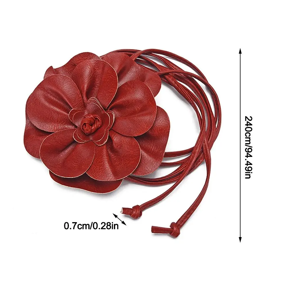 Elegant Floral PU Leather Woven Waist Belt