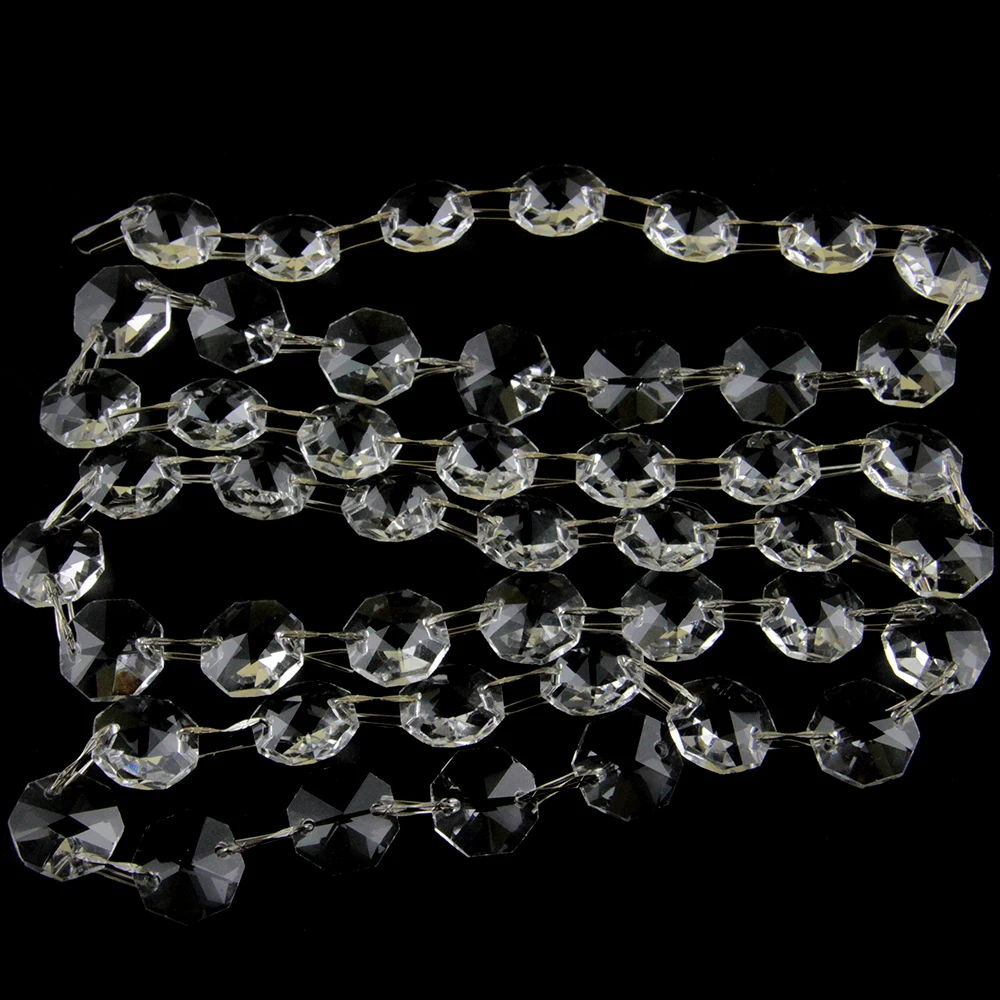Crystal Beads Garlands Crystal Beads All Colors 14mm Crystal Glass Octagon Beads Chains 1m Hanging Strand Garlands for Curtain Decor Home Wedding FengShui Decoration
