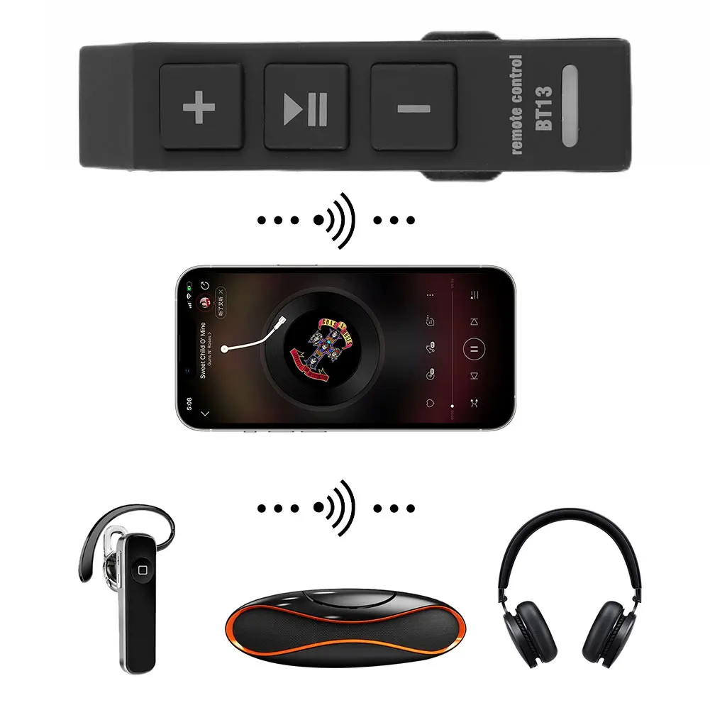 오토바이 헤드폰 리모컨, 블루투스 호환 미니 미디어 버튼 헤드셋, IOS 안드로이드 폰용 리모컨