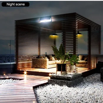 HOMEFISH 190-LED Solar Motion Sensor Wall Light Outdoor IP65 Waterproof 4-Mode Solar Garden Decoration Lamp for Yard Door Patio 1