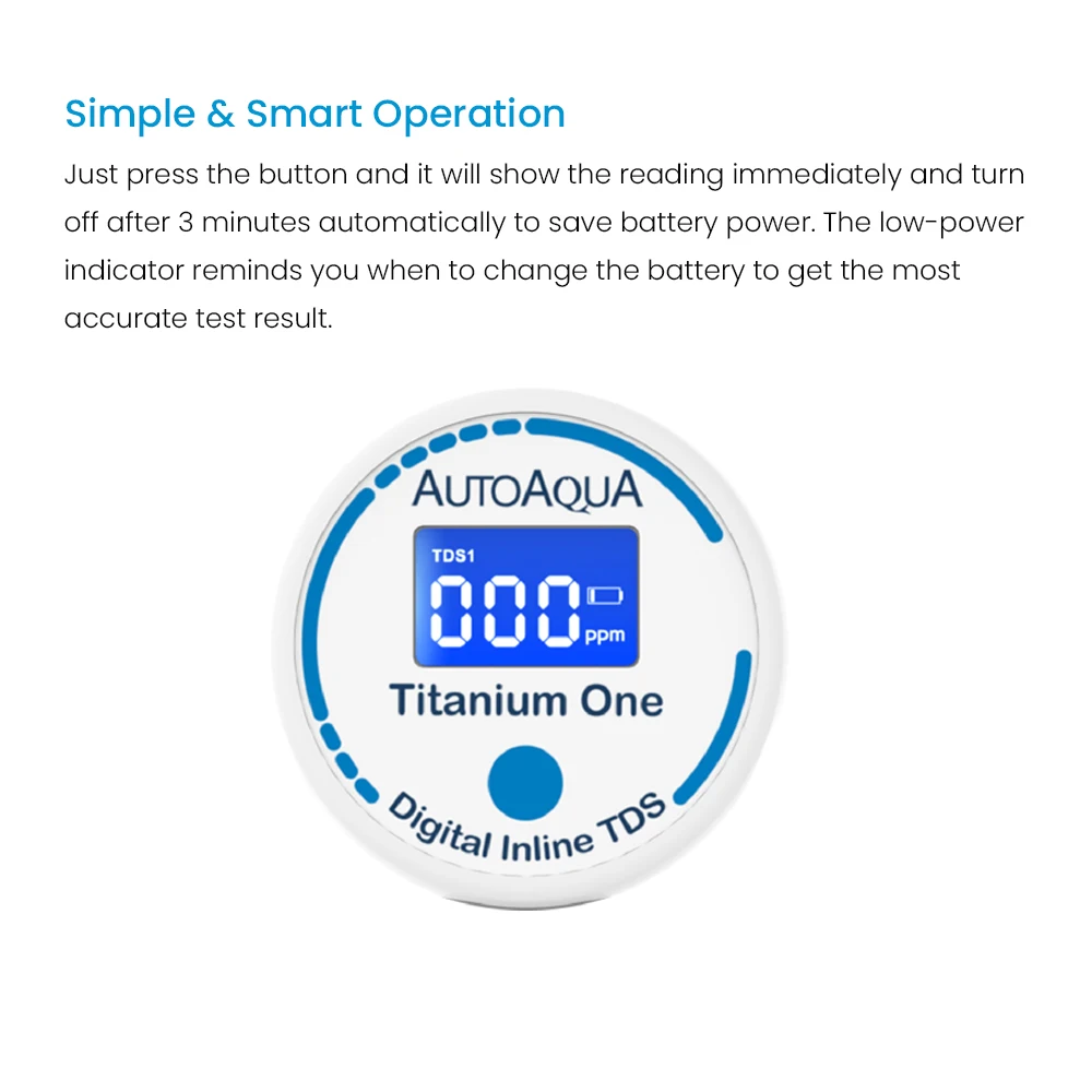 AUTOAQUA Titanium One TDS-100 Digital Inline TDS Meter Aquarium Test Monitor Qualify Pure Water
