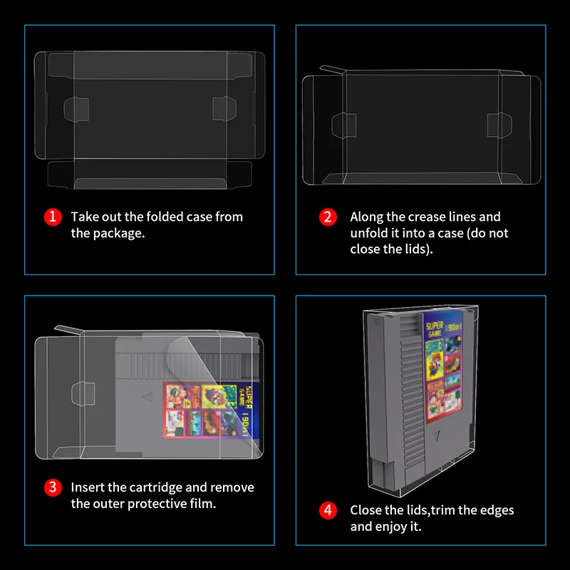 Game Cartucho Protector para Nes Cartões de Jogo Plástico Pet Transparente Clear Cover Box Case Acessórios - Image 4