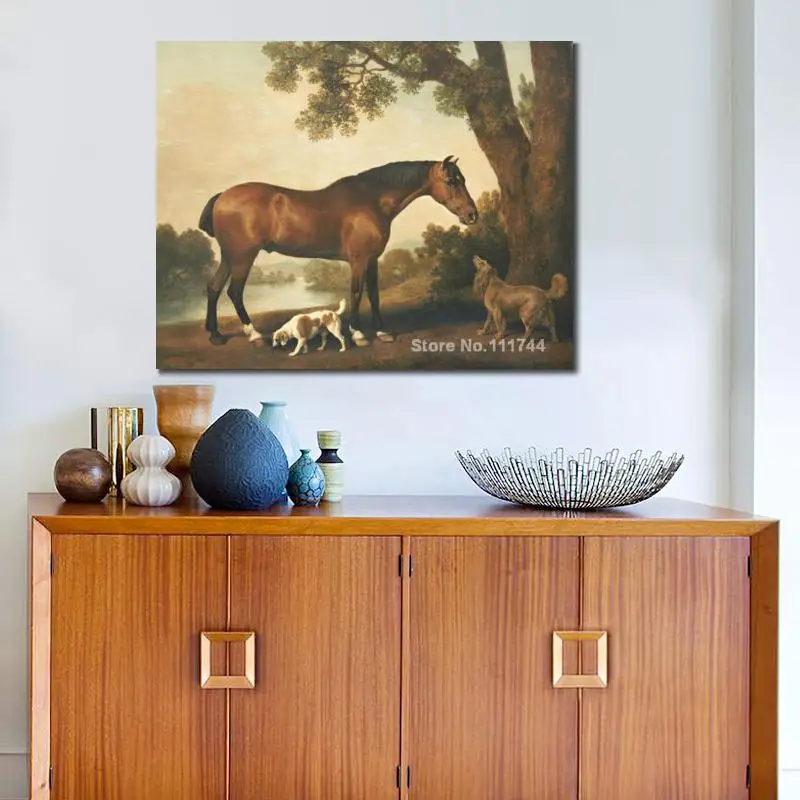 

Paintings by George Stubbs A Bay Hunter A Springer Spaniel and A Sussex Spaniel Landscape Art High Quality Hand Painted