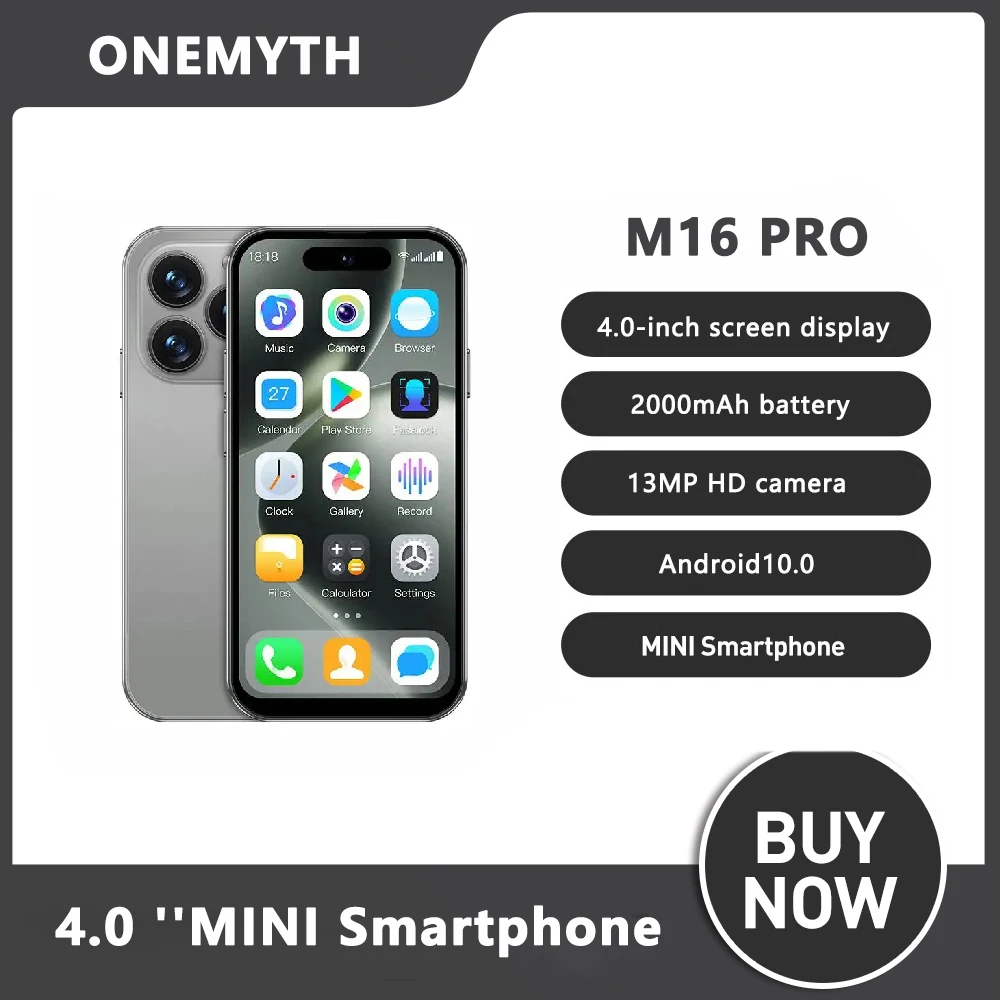 ONEMYTH M16 Pro 4.0" Mini Smartphone Dynamic Shining 2GB RAM 16GB ROM Android10.0 Face Recognition Unlock 2000mAh 3G Phone
