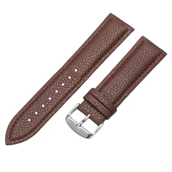 Universal Leather Watch Band - Thin & Smooth Vintage Strap - 22mm (A - Dark Brown)