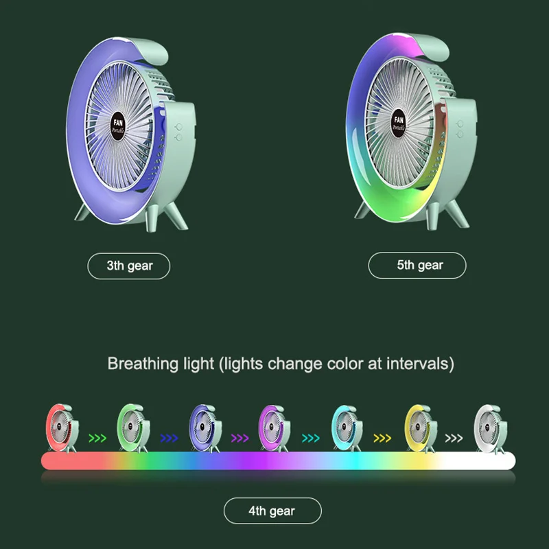 OREADEX Mini Portable Desk Fan Rotatable Fan with LED Night Light Home Office Bedroom Dormitory Summer USB Rechargeable Desk Fan