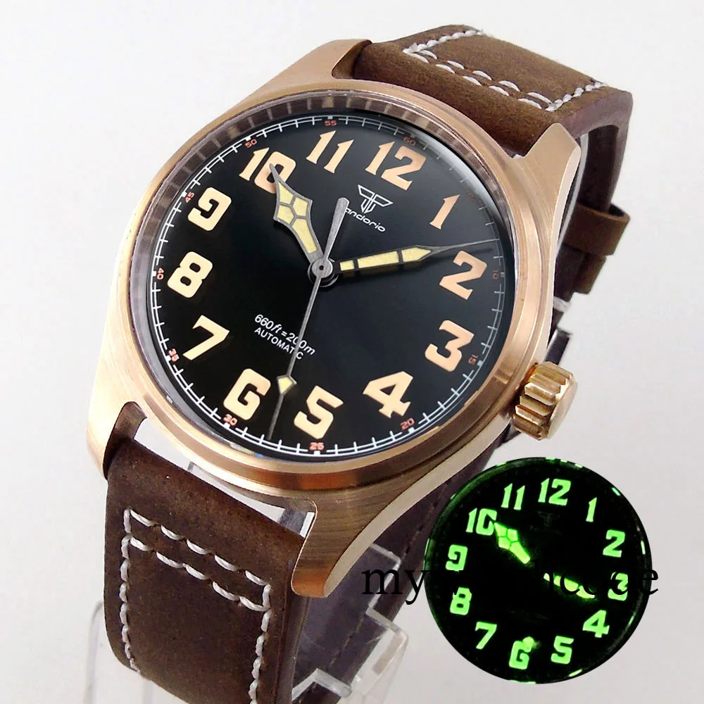 CUSN8 Solid Bronze Case 40mm Tandorio Black Dial NH35 PT5000 Automatic Men Watch