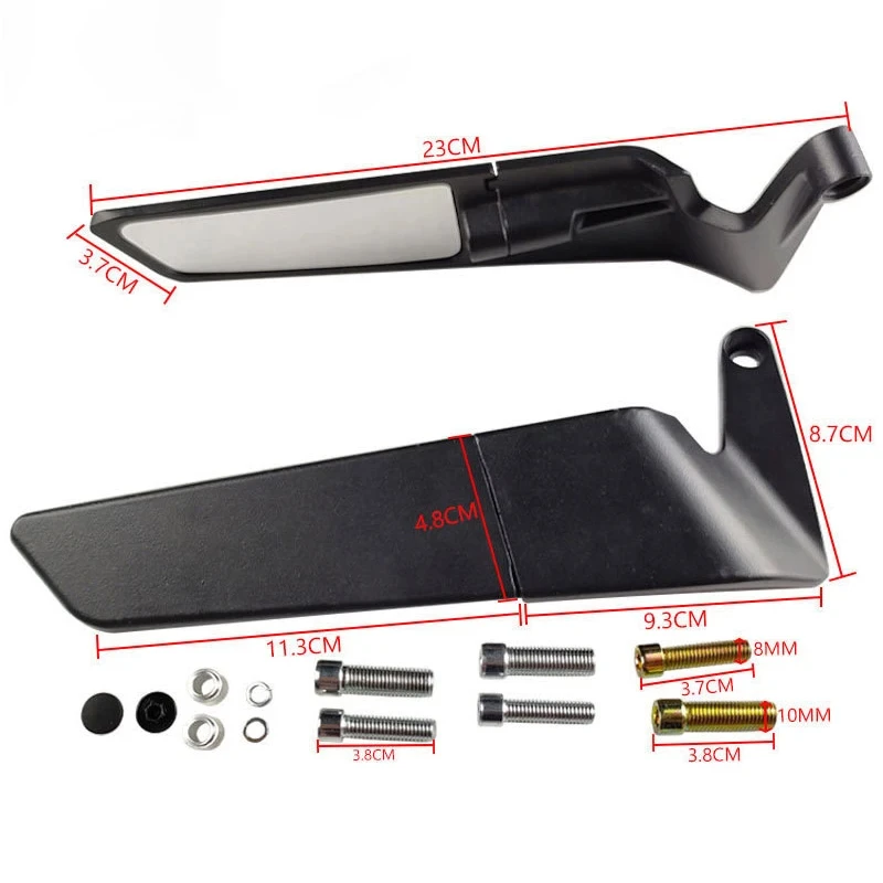 2Pcs CNC 알루미늄 윈드 윙 백미러 조정 가능한 10mm 8mm Ducati Streetfighter V4 S V4S V2 오토바이 사이드 미러