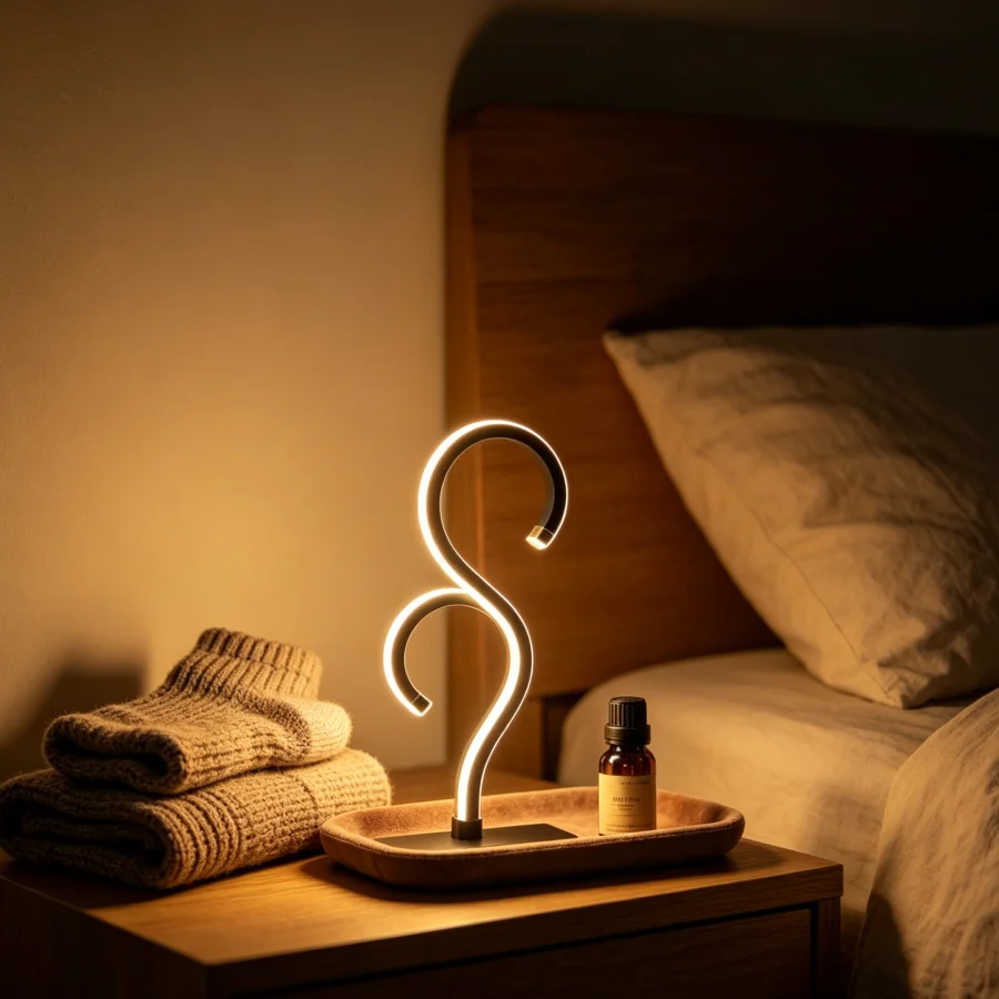 1PC S자형 LED 테이블 램프, 따뜻한 흰색 주변 야간 조명, 거실, 침실, ..