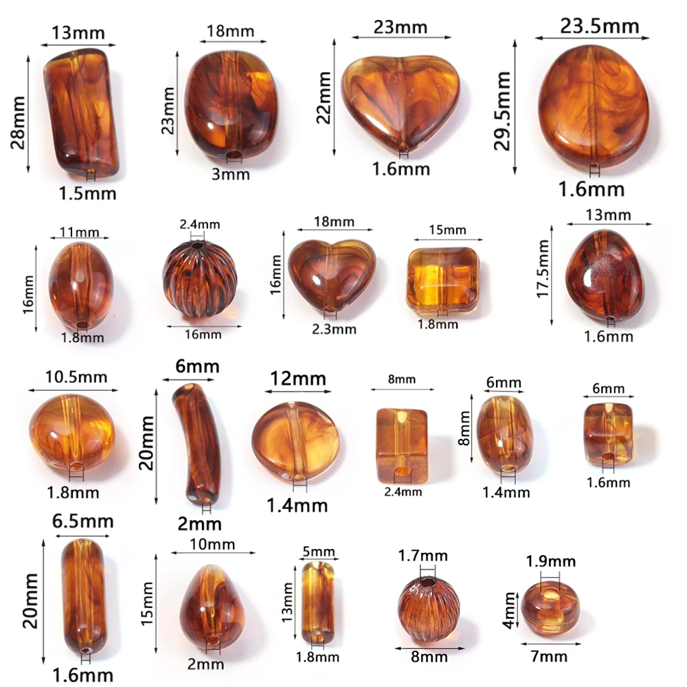 10-100개 아크릴 모조 호박석 비즈 루즈 스페이서 비즈 장 DIY 수제 공예 선물 액세서리