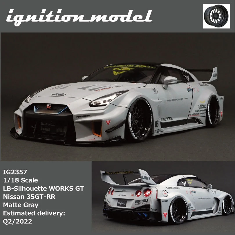 Ig 1:18 para nissan gtr r35 lbwk fosco cinza jdm edição limitada resina ...