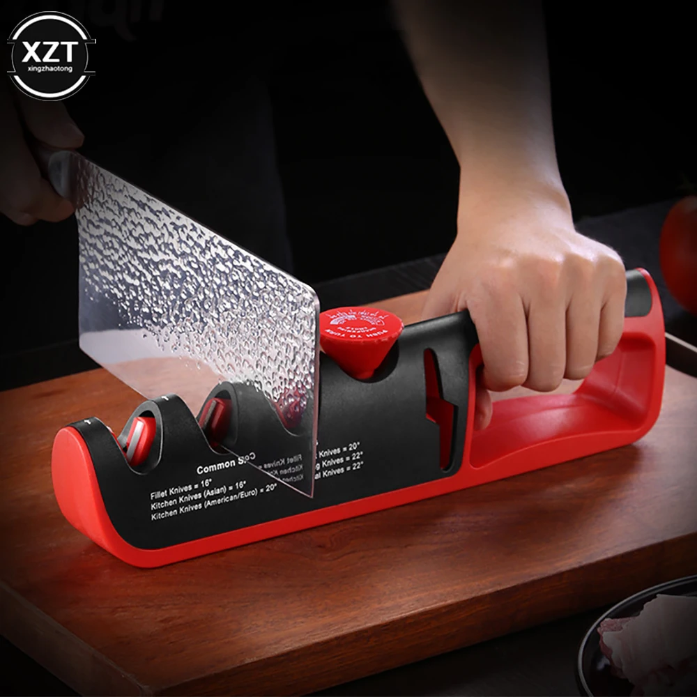 1Pc Black/Red Stainless Steel Kitchen Facilitative Sharpener Tool Angle  Adjustable Five In One Knife Sharpener