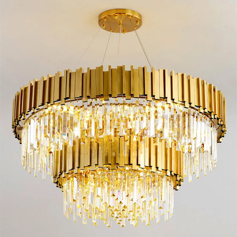 

Modern Gold/Black Luxury Crystal Chandeliers LED Pendant /Ceiling Light Fixture for Living Room Hotel Hall Decor Hanging Lamp