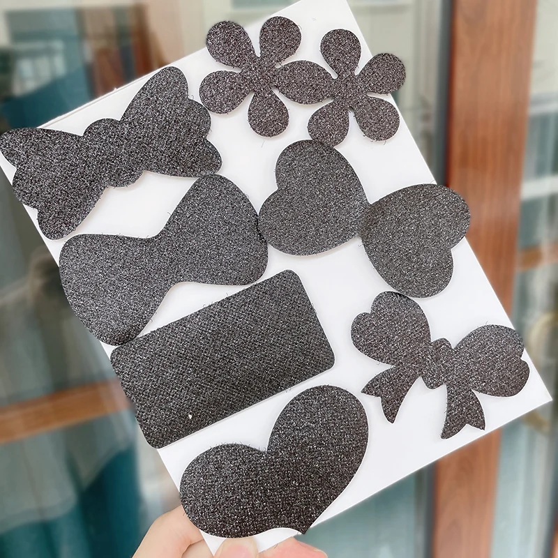 2-10Pcs Black Barber Acessories Bangs Paste Posts Hair Sticker Gripper Barber Grippers Cutting Hair Holder for Hair Styling 2pcs lot black hair sticker heart bowknot shape clip bangs fixed magic paste posts magic tape fringe hair accessories for women