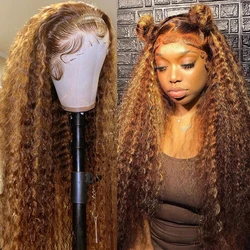13x4 Deep Wave Frontal Wig 13x6 360 Full HD Lace Front Human Hair Wigs Ombre Highlight Wig Honey Blond Curly Human Hair Wig