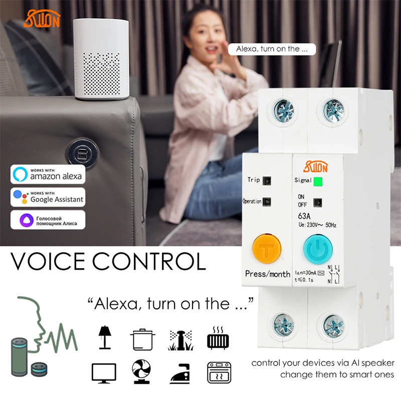 Ewelink Single Phase WIFI Smart Energy Meter remote read kWh Meter wattmeter voice control alexa with Leakage Protection